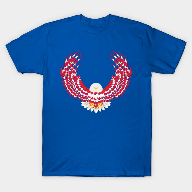 Blue red and white bald eagle T-Shirt by AnnArtshock